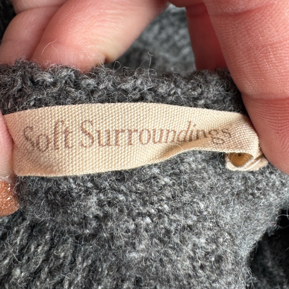 Soft Surroundings Turtleneck Gray Button Neckline… - image 3